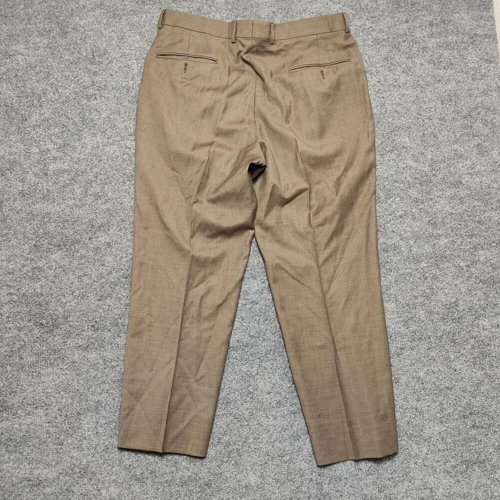 Jos. A. Bank Dress Pants Mens 35x28 Brown Wool Slim Flat Front Tapered